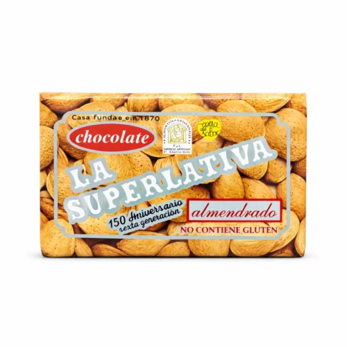 Chocolate con leche artesano La Superlativa de Toro con almendras enteras seleccionadas.
