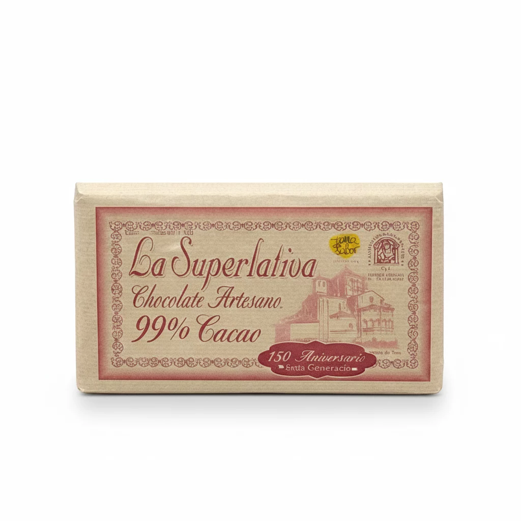 Chocolate artesano La Superlativa de Toro con 99% de cacao puro de alta intensidad.