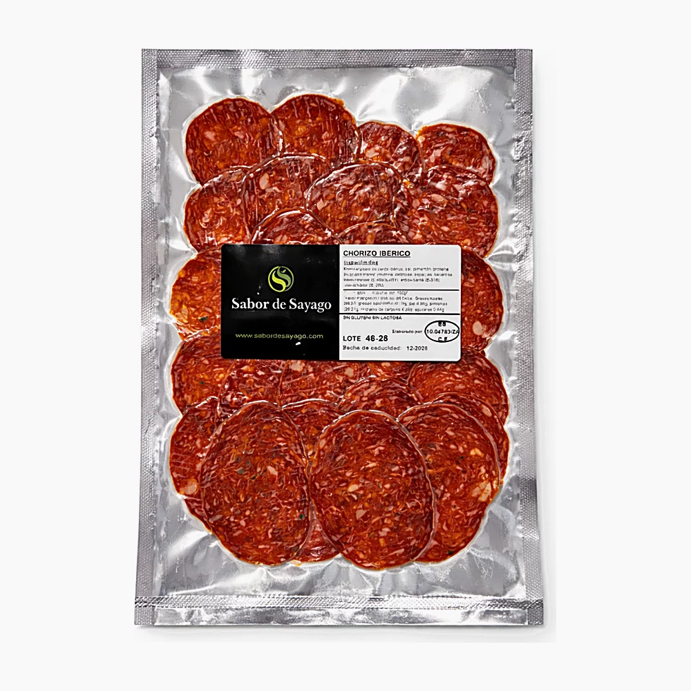 Loncheado chorizo ibérico artesano sin lactosa ni gluten.