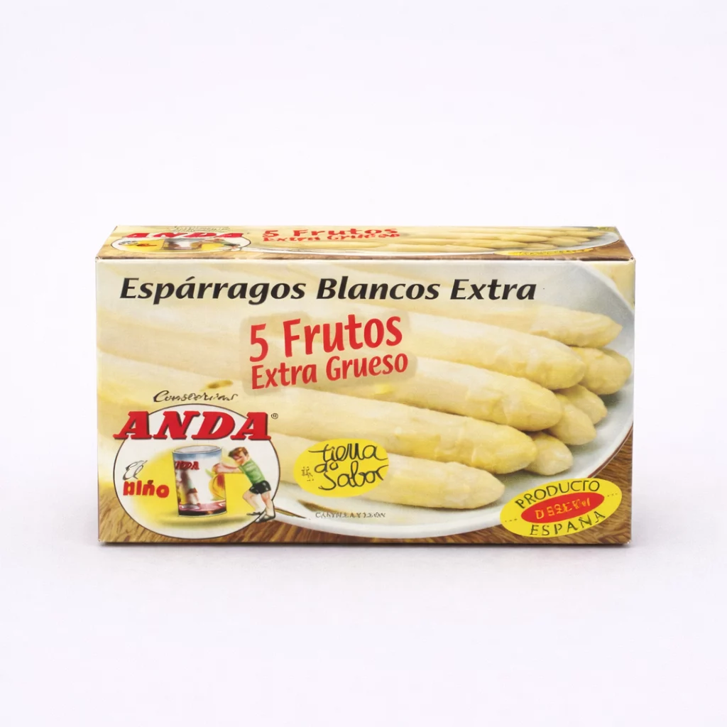 Espárragos blancos extra gruesos formato 5 frutos Conservas Anda