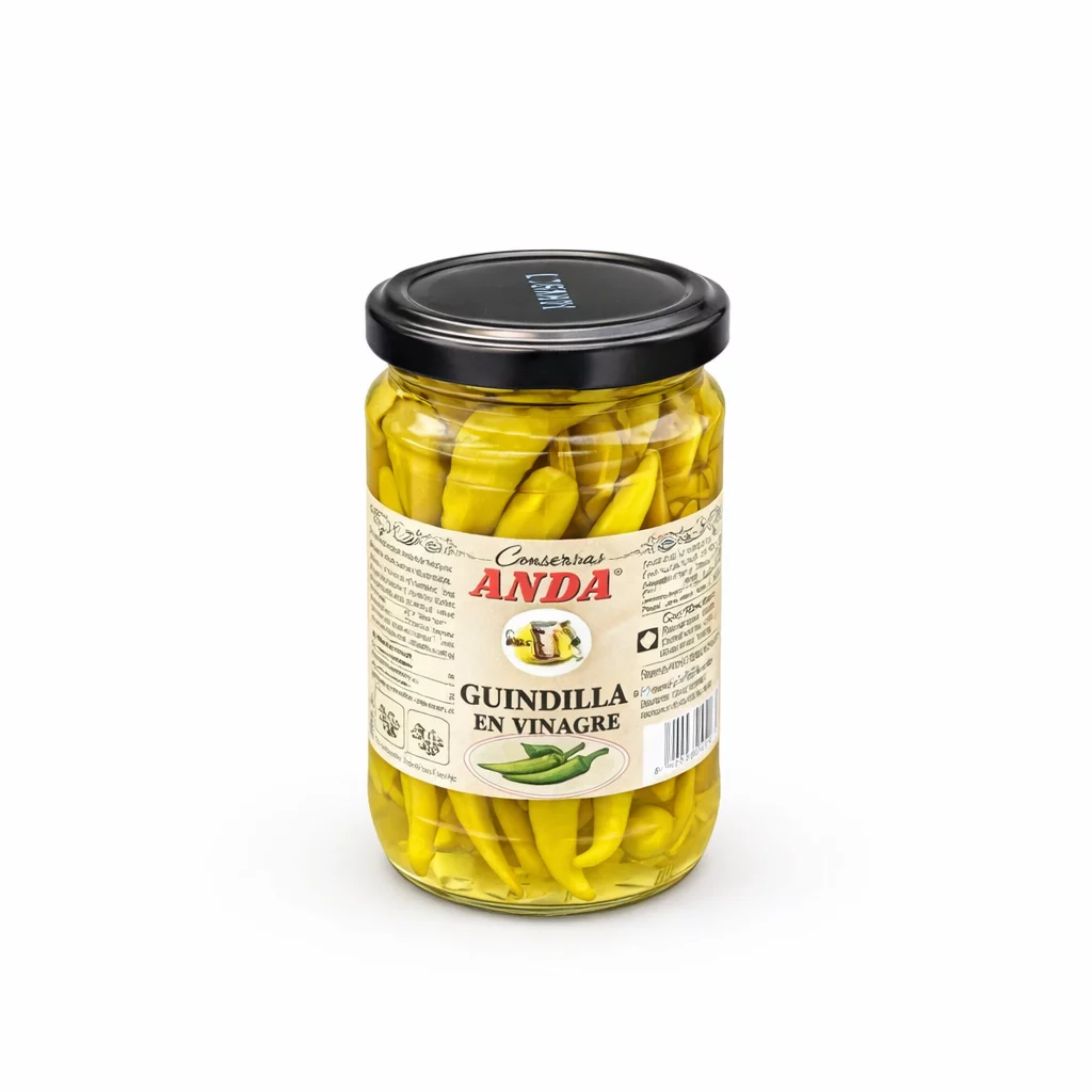 Guindillas picantes en vinagre tradicionales Conservas Anda