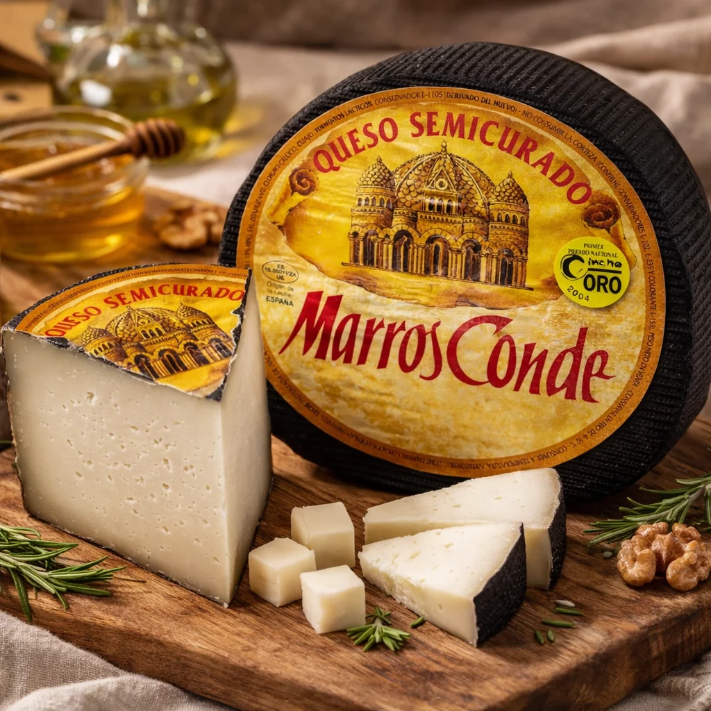 Cuña de queso mezcla semicurado equilibrado y sabroso.