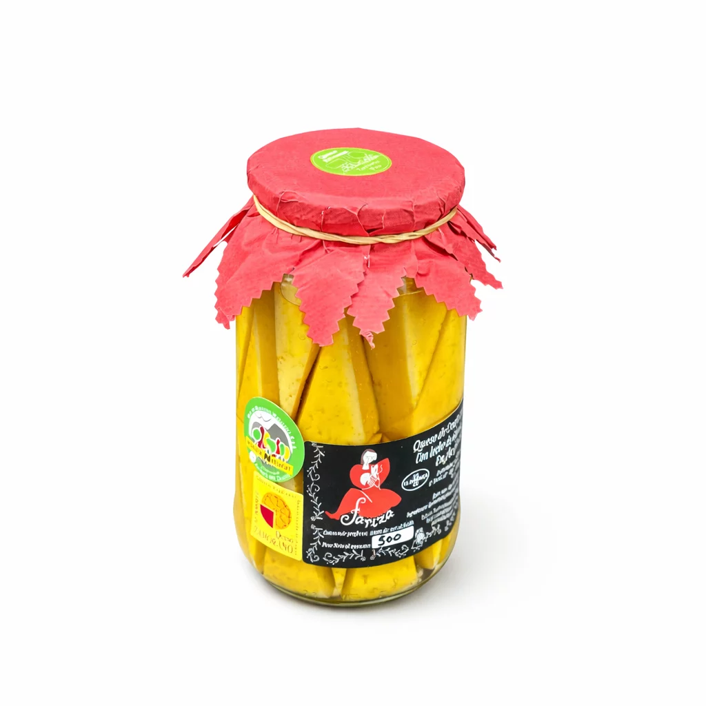 Tarro de queso de oveja artesano en aceite de oliva Fariza.