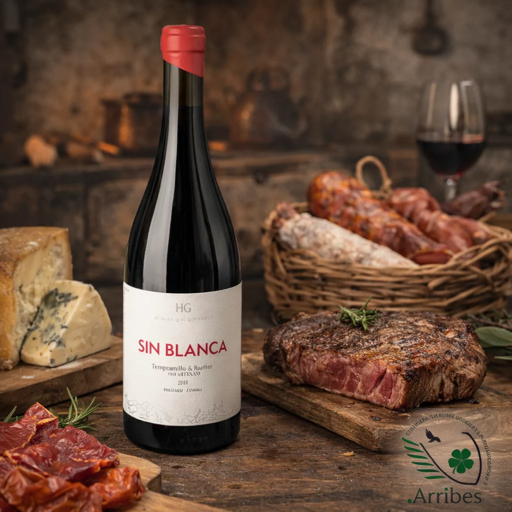 Detalle de la cata del vino tinto Crianza Sin Blanca en bodega.
