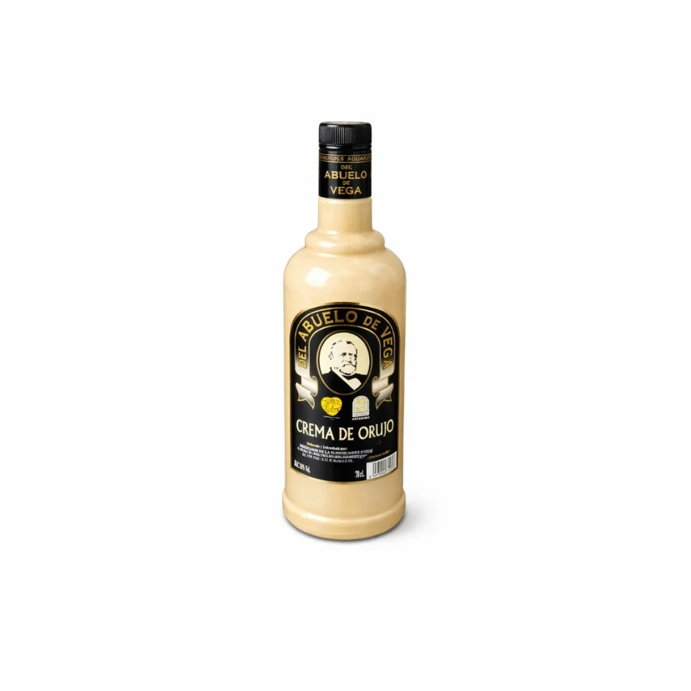 Botella de crema de orujo artesanal El Abuelo de Vega de Sabor de Sayago.